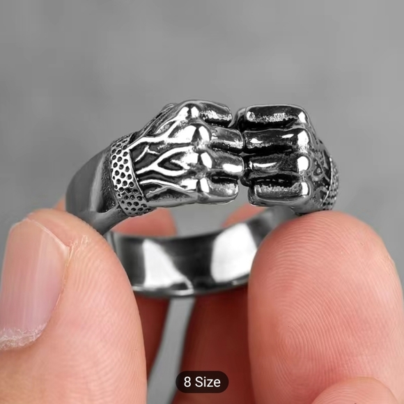Retro Punk Fists Statement Ring For Men - Picture 2 of 5
